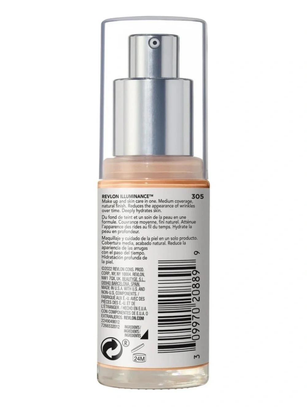Revlon Illuminance Skin-Caring Liquid Foundation Medium Sand 305 Hyaluronic Acid